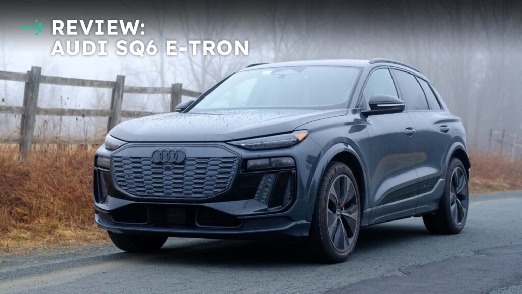 Audi SQ6 e-tron anmeldelse: Elektrisk SUV med moderne design set fra venstre side foran i tåget landskab