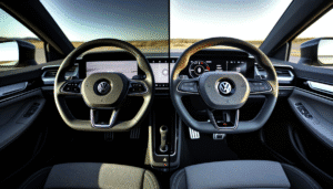 Sammenligning af to VW ID elbilrat i et naturmiljø, viser moderne design og teknologi