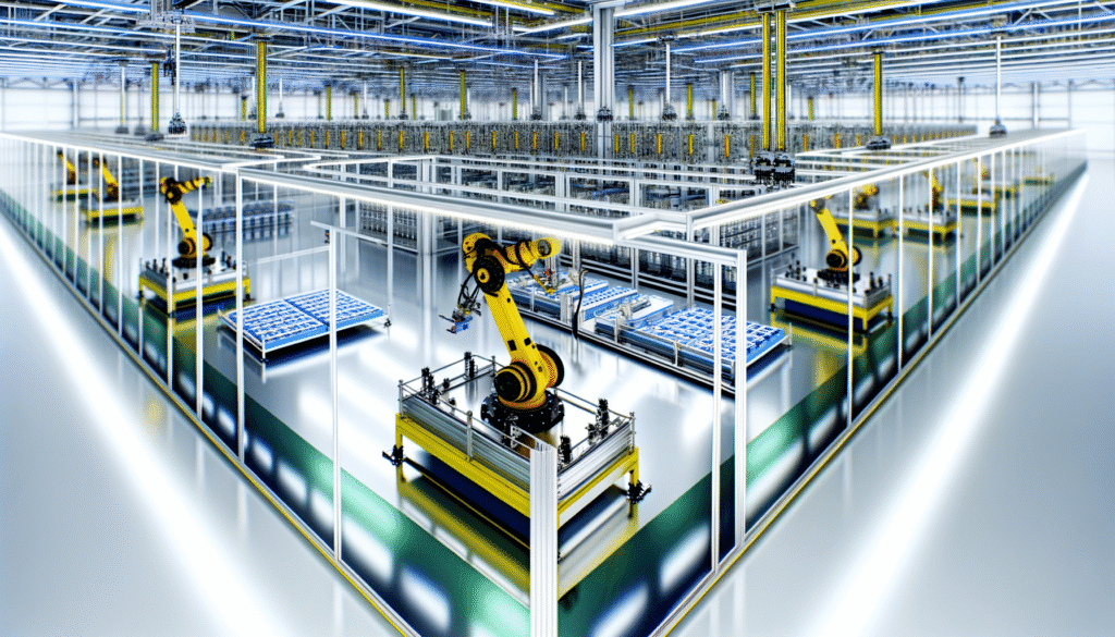 Avanceret robotarm i en moderne bilproduktionslinje i en Tesla fabrik