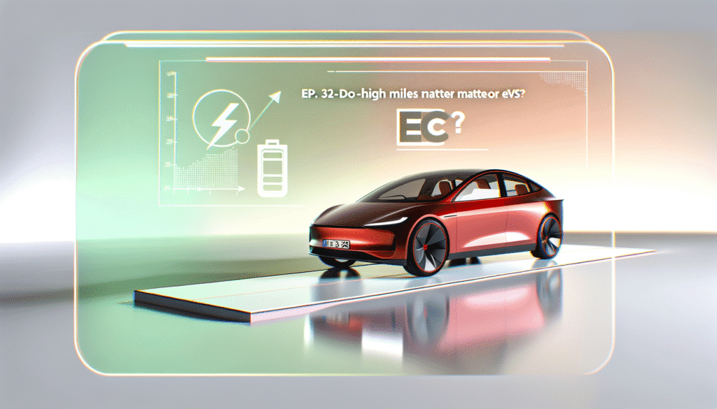 Futuristisk Tesla-konceptbil med grafiske elementer, der diskuterer effektivitet af elbiler.