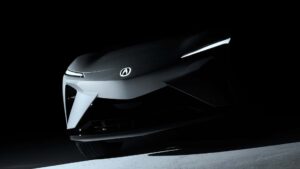 Futuristisk bil design med elegante LED-forlygter i et mørkt miljø