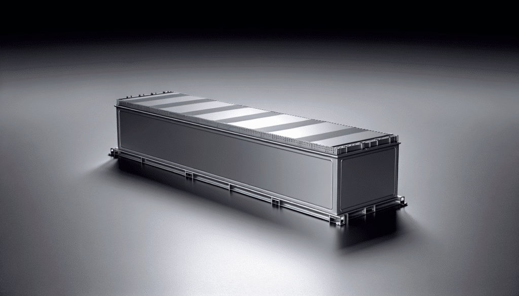 Tesla batterimodul i moderne design på grå baggrund