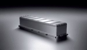 Tesla batterimodul i moderne design på grå baggrund