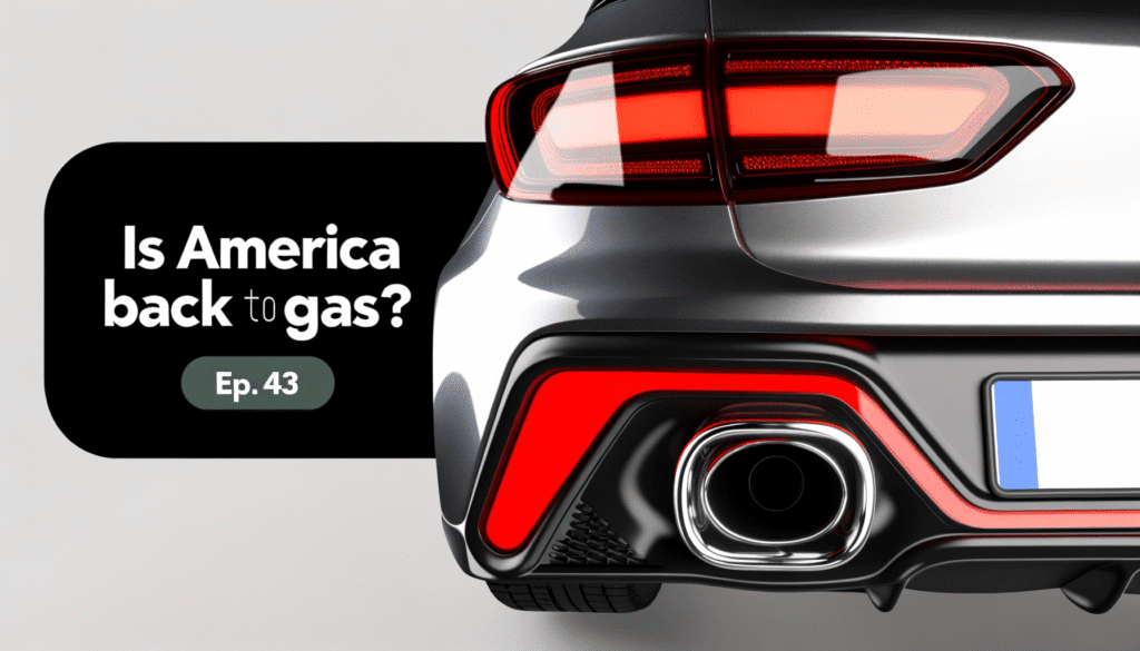 Bagrampen af en bil med teksten 'Is America back to gas? Ep. 43'
