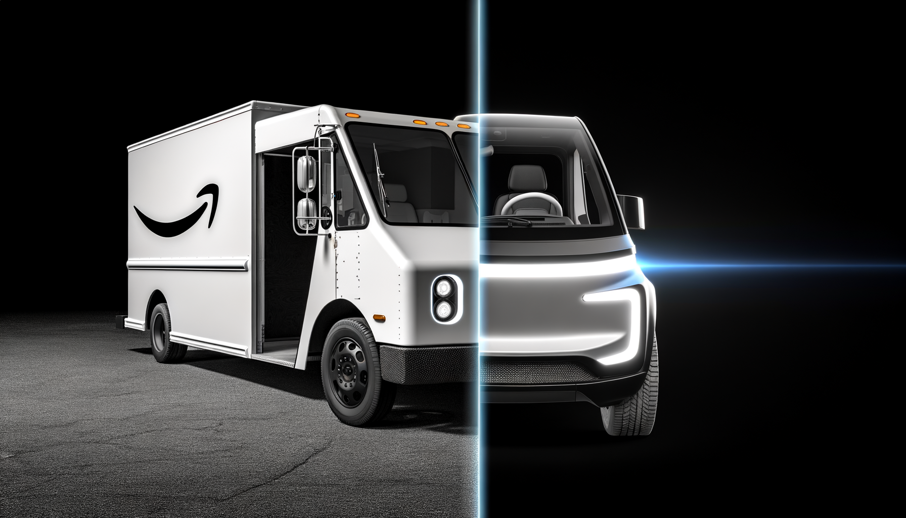 Billede af en moderne elektrisk varevogn med et futuristisk design.