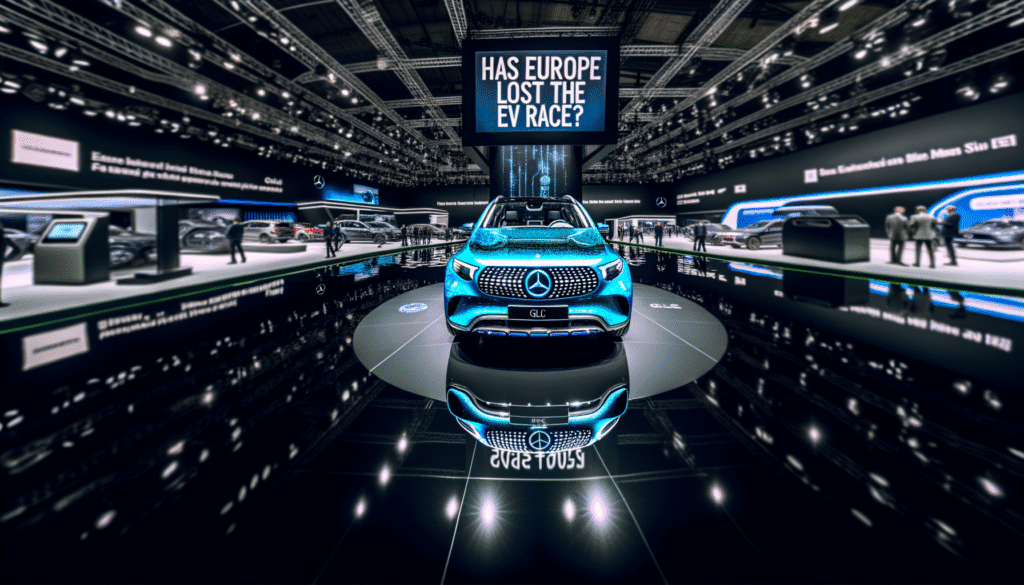 Elektrisk biludstilling viser moderne elbiler med fokus på Europas konkurrenceevne i elbilindustrien