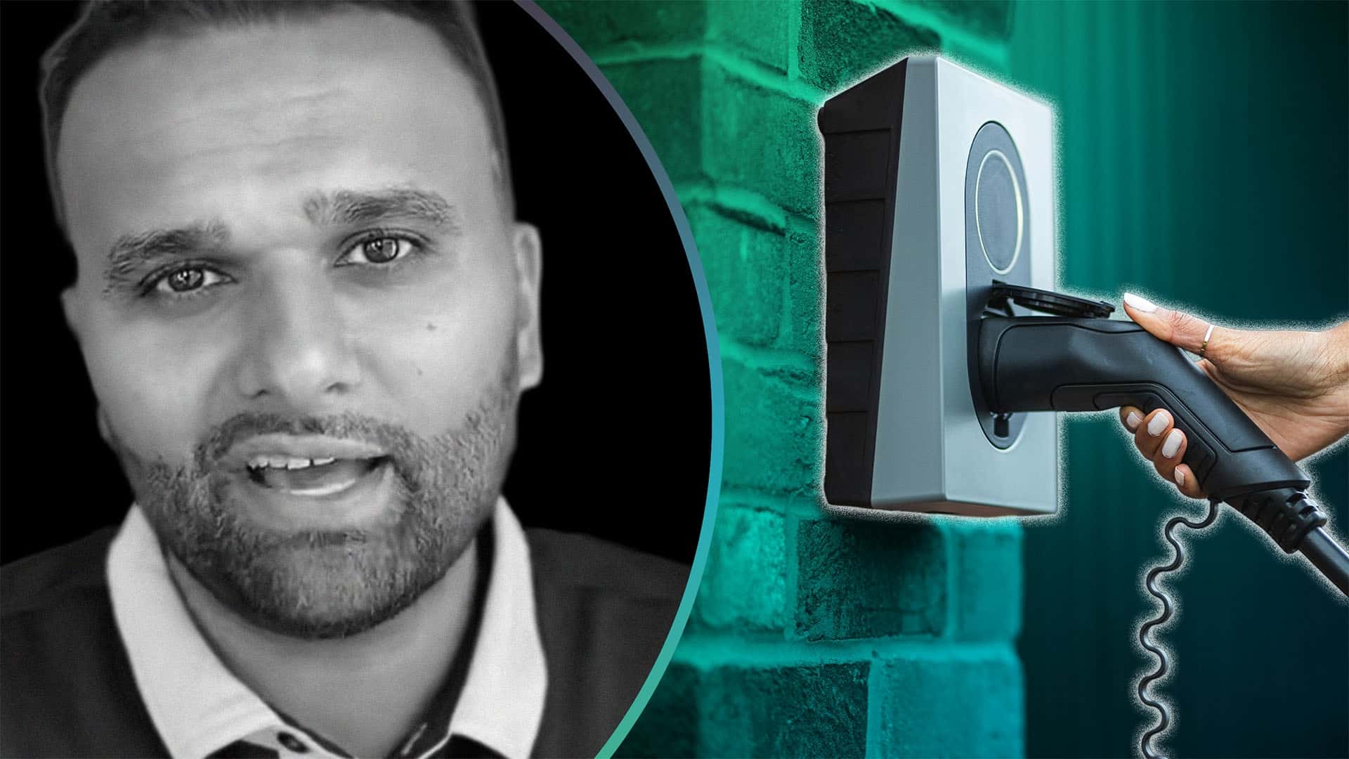 Person ved siden af en vægmonteret Tesla oplader