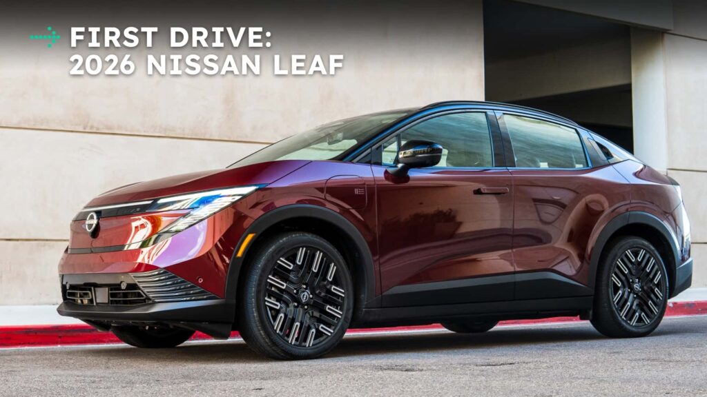 Første køretur: 2026 Nissan Leaf elbil, rødt karrosseri, moderne design