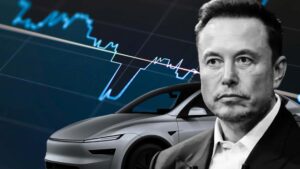 Elbil og aktiegraf på Tesla nyhedsblog