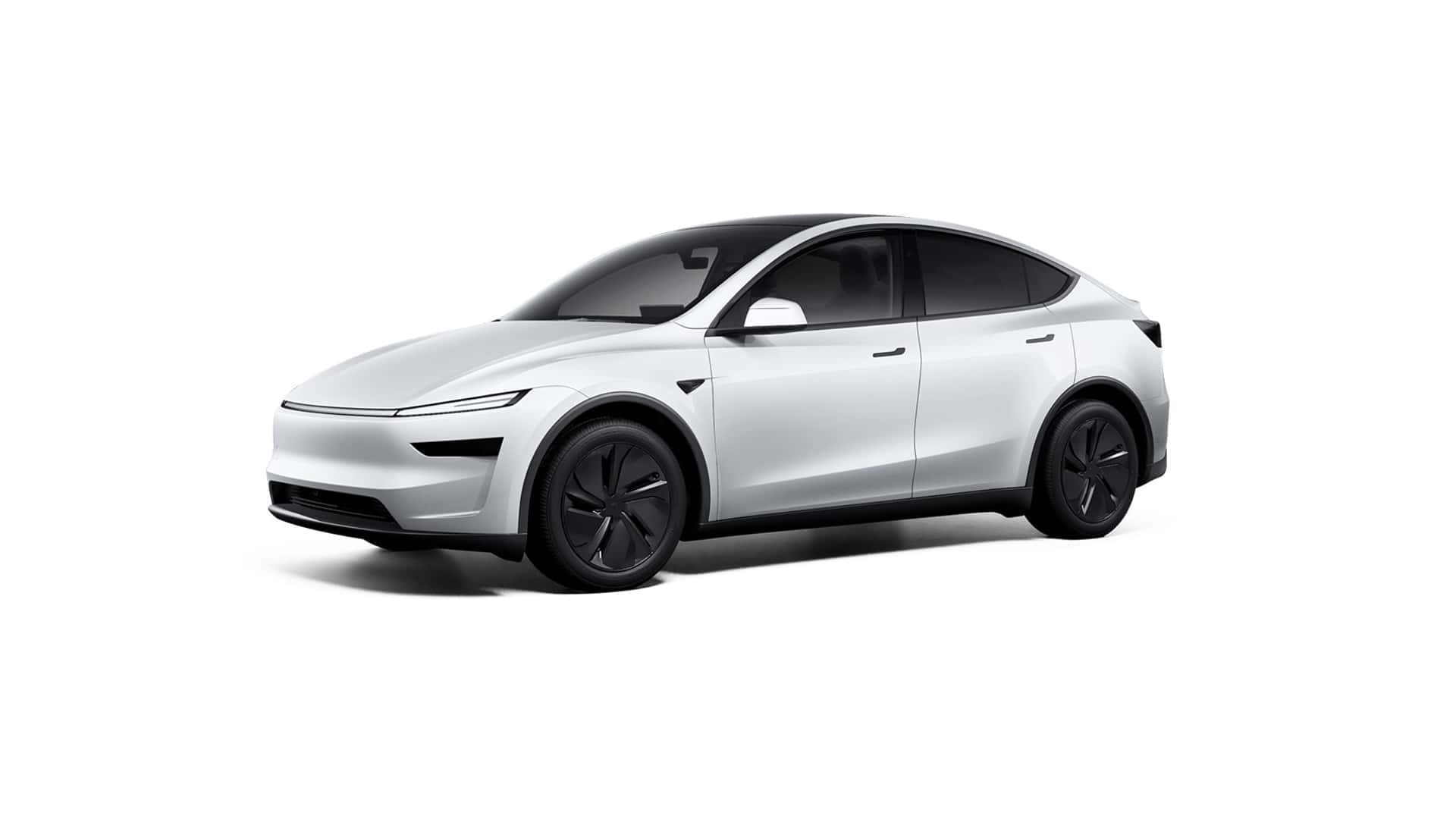 Hvid Tesla elbil set fra siden