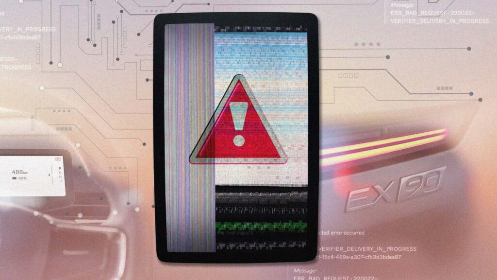 Advarselssymbol på fejlramt skærm i bilteknologi