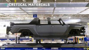 Produktion af elektrisk bilkarosseri i Tesla-fabrik