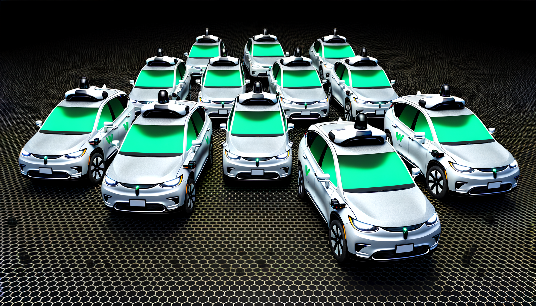 Flåde af autonome elbiler med futuristisk design