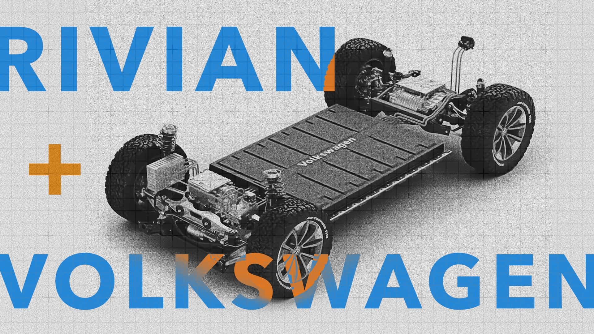 Illustration af Rivian og Volkswagen partnerskab med elbil platform