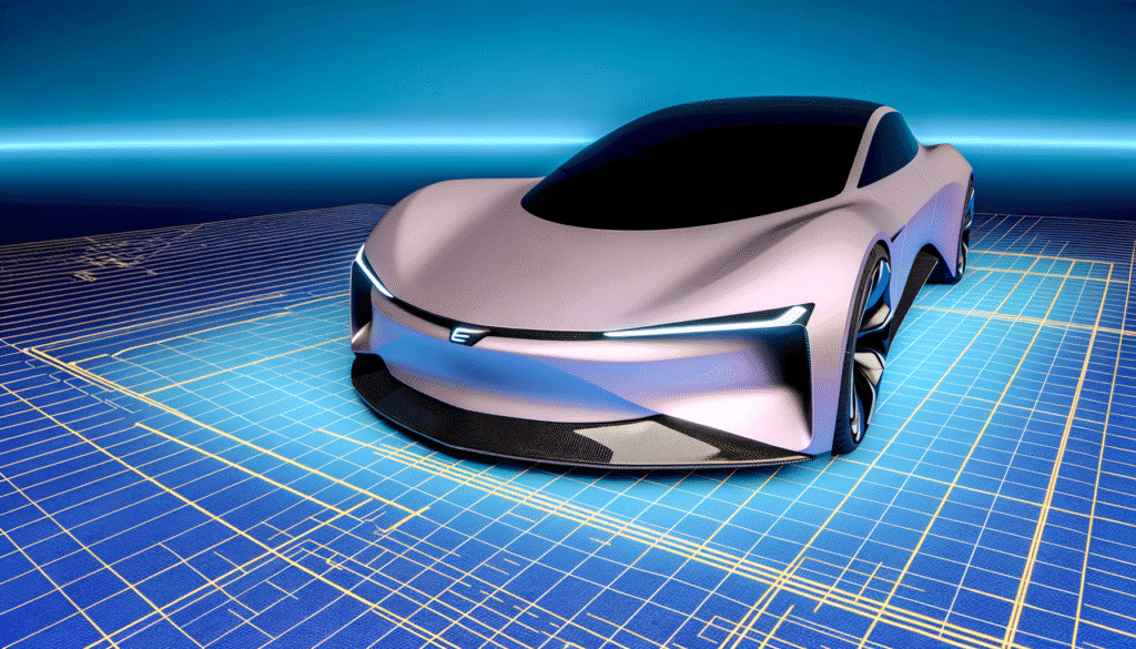 Futuristisk elbil-koncept på teknologisk baggrund