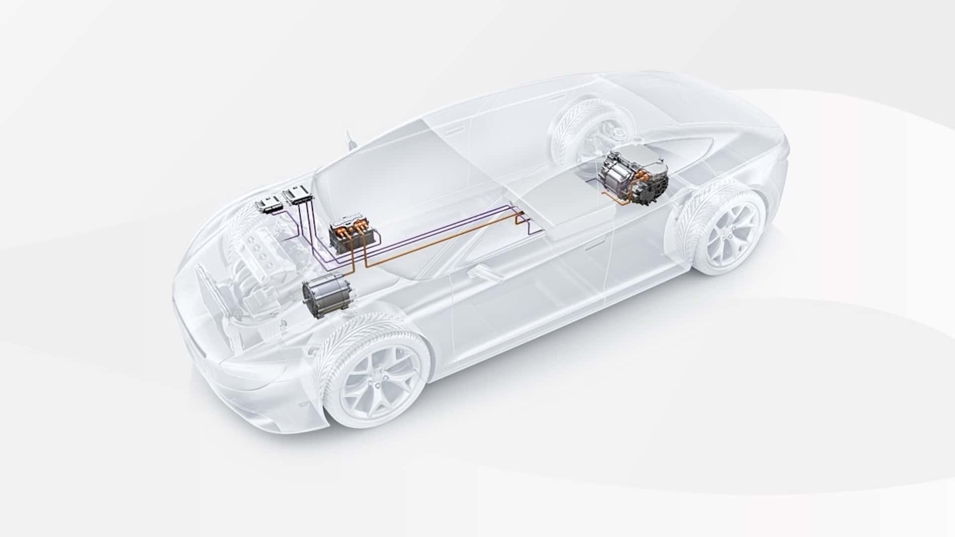 Illustration af Teslas elektriske bilmotorer og drivlinje