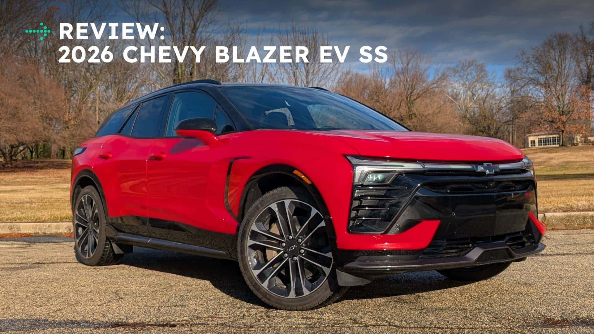 Rød 2026 Chevy Blazer EV SS med naturbaggrund