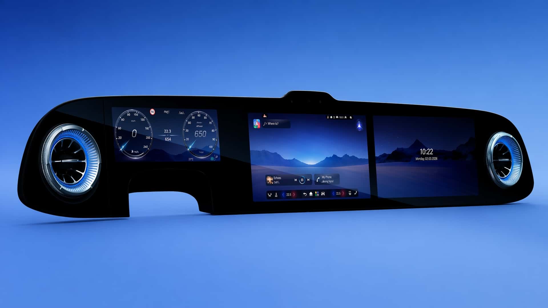 Moderne Tesla bilinteriør med digitalt display