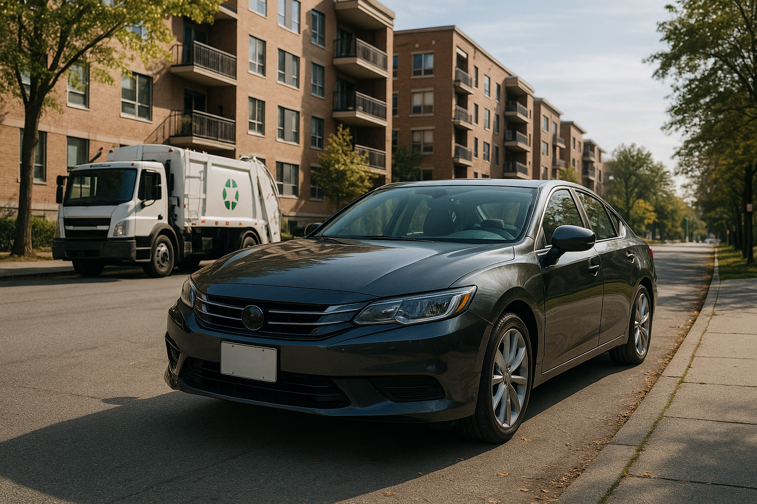 Elektrisk sedan parkeret ved gaden