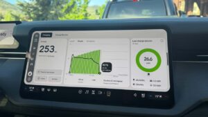 EV instrumentbræt med rækkevidde og ladeinformation