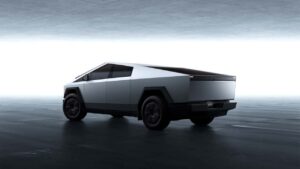 Tesla Cybertruck parkeret i et minimalistisk rum