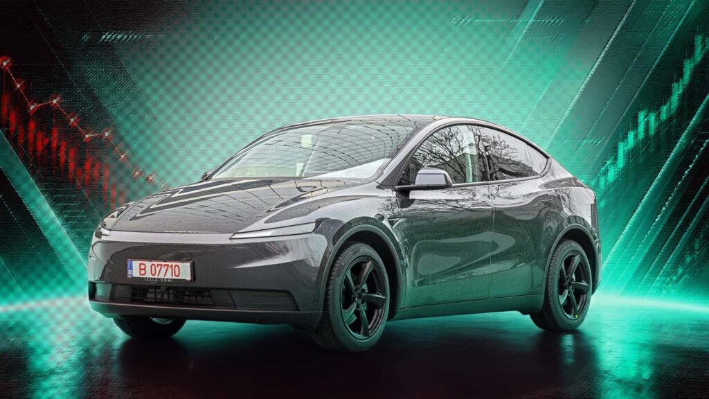 Tesla Model Y i futuristisk baggrund