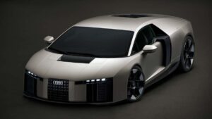 Audi elektrisk sportsvogn i showroom