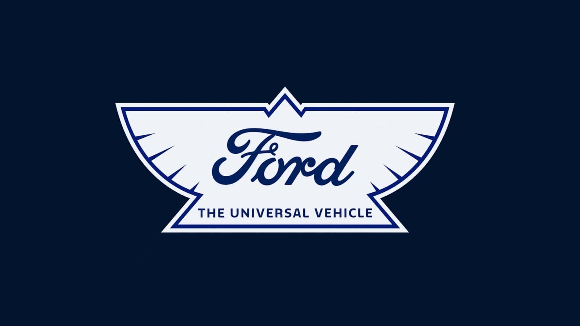 Ford logo med teksten 'The Universal Vehicle'
