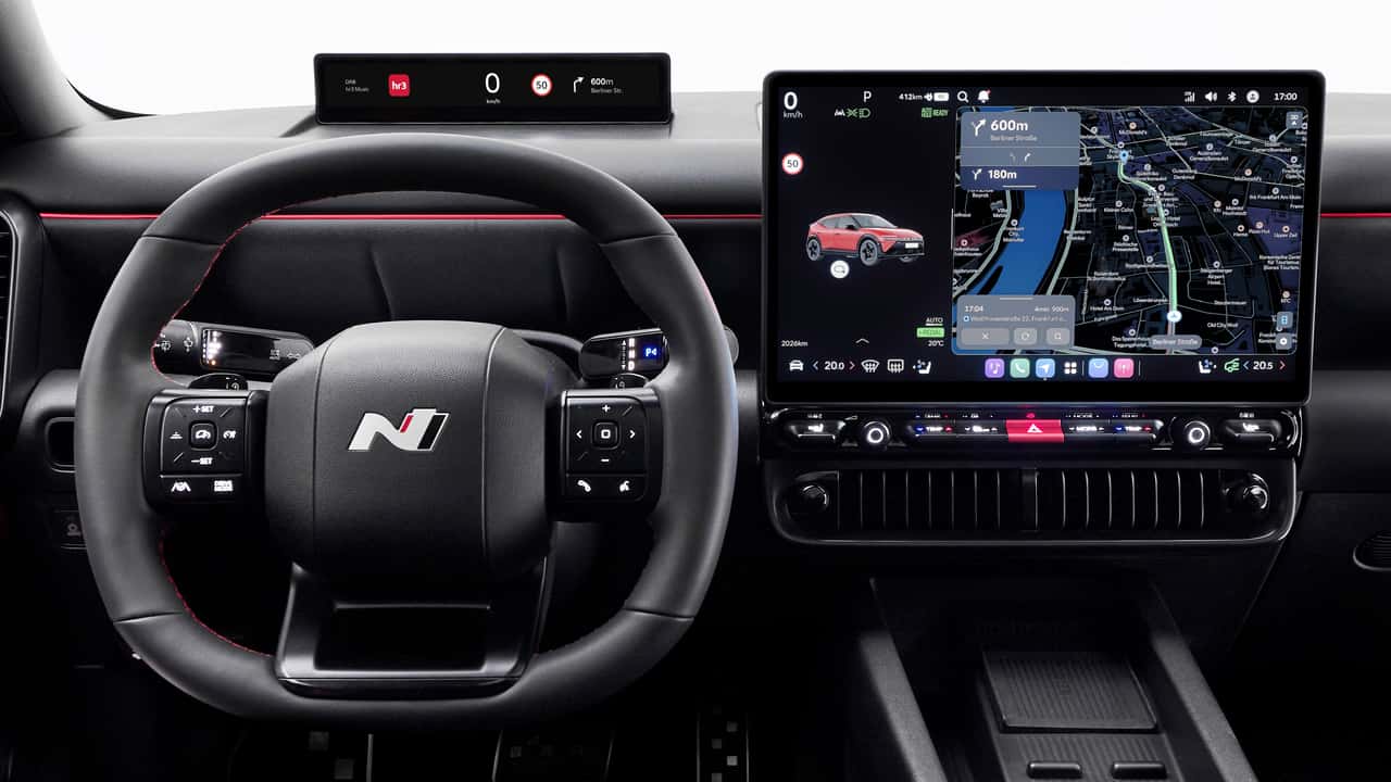 Hyundai N-serie elektrisk bil interiør med navigation