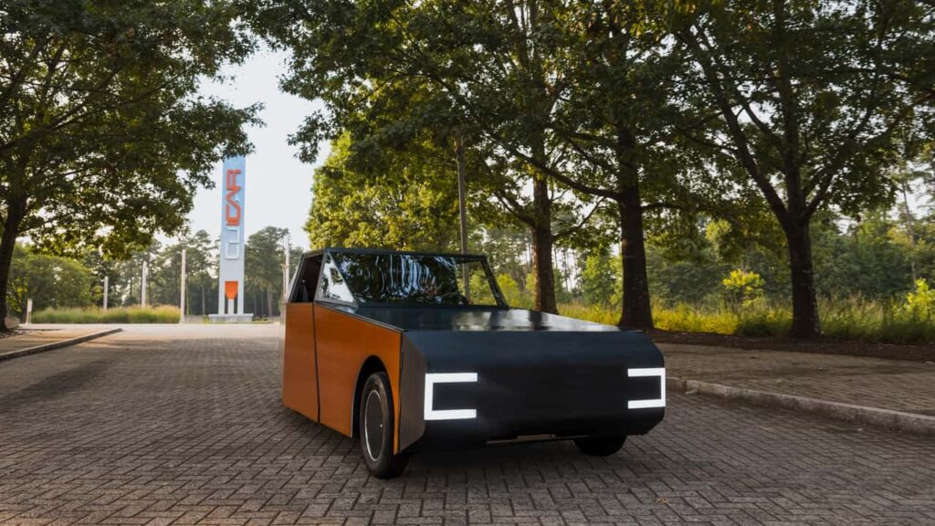 Elektrisk bil fra Canoo parkeret på en vej