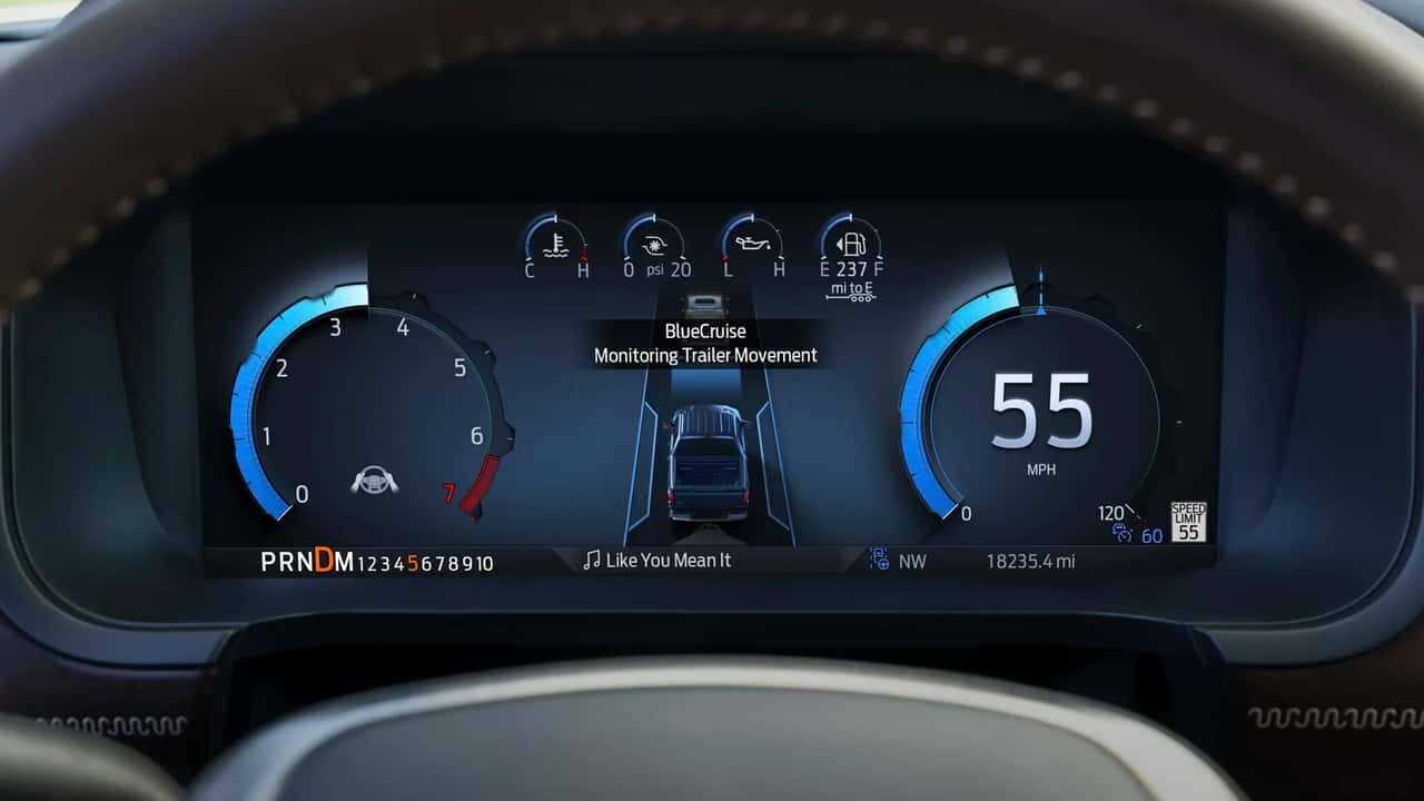 Instrumentbræt med Ford BlueCruise funktionalitet