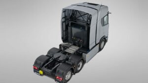 Scania elektrisk lastbil uden trailer bagfra